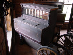 Molinari barrel piano with mandoline mechanism; Molinari shop, N.C.